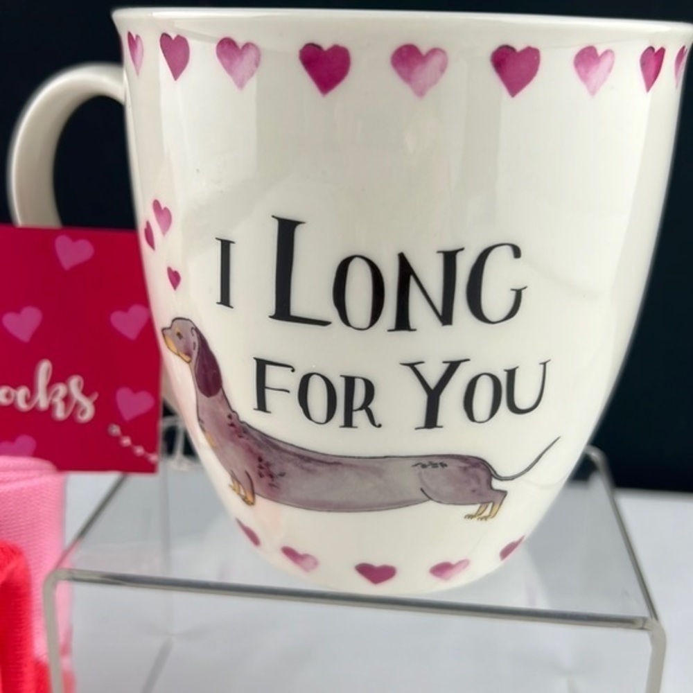 Millie Green - *Last One* Dachshund ‘I Long For You’ Mug/Sock. NWT Firm! - Picture 2 of 3